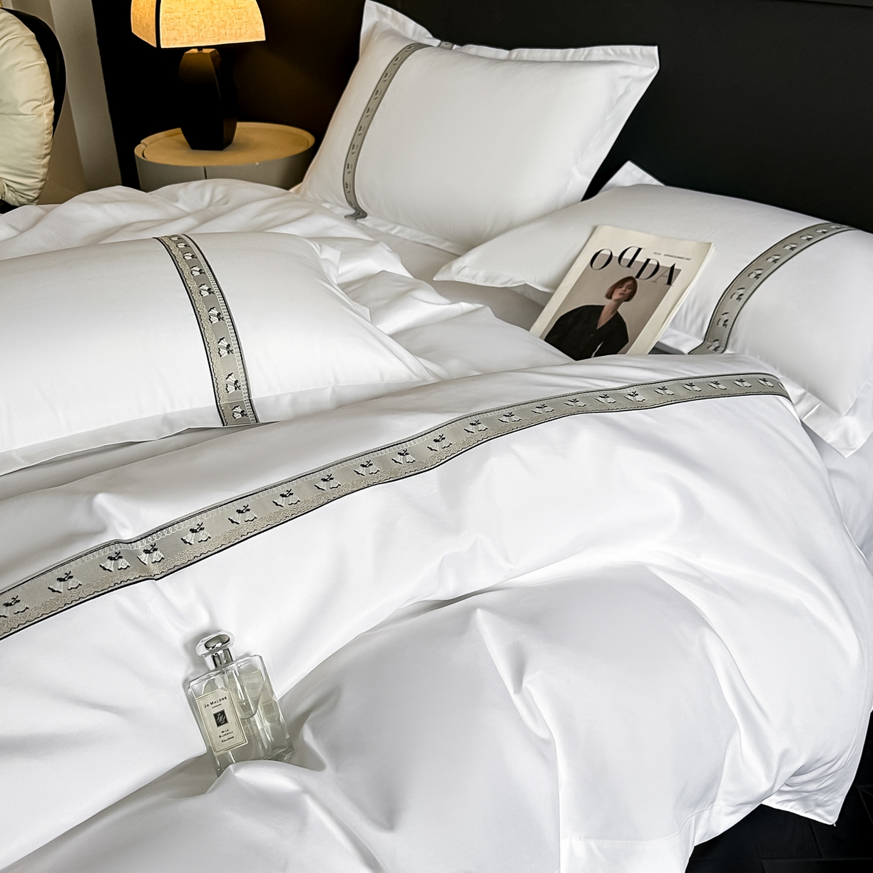 91家纺网 家纺一手货源 找家纺 梦庭帛美 2026新款酒店布草宾馆亲肤四件套 晚樱