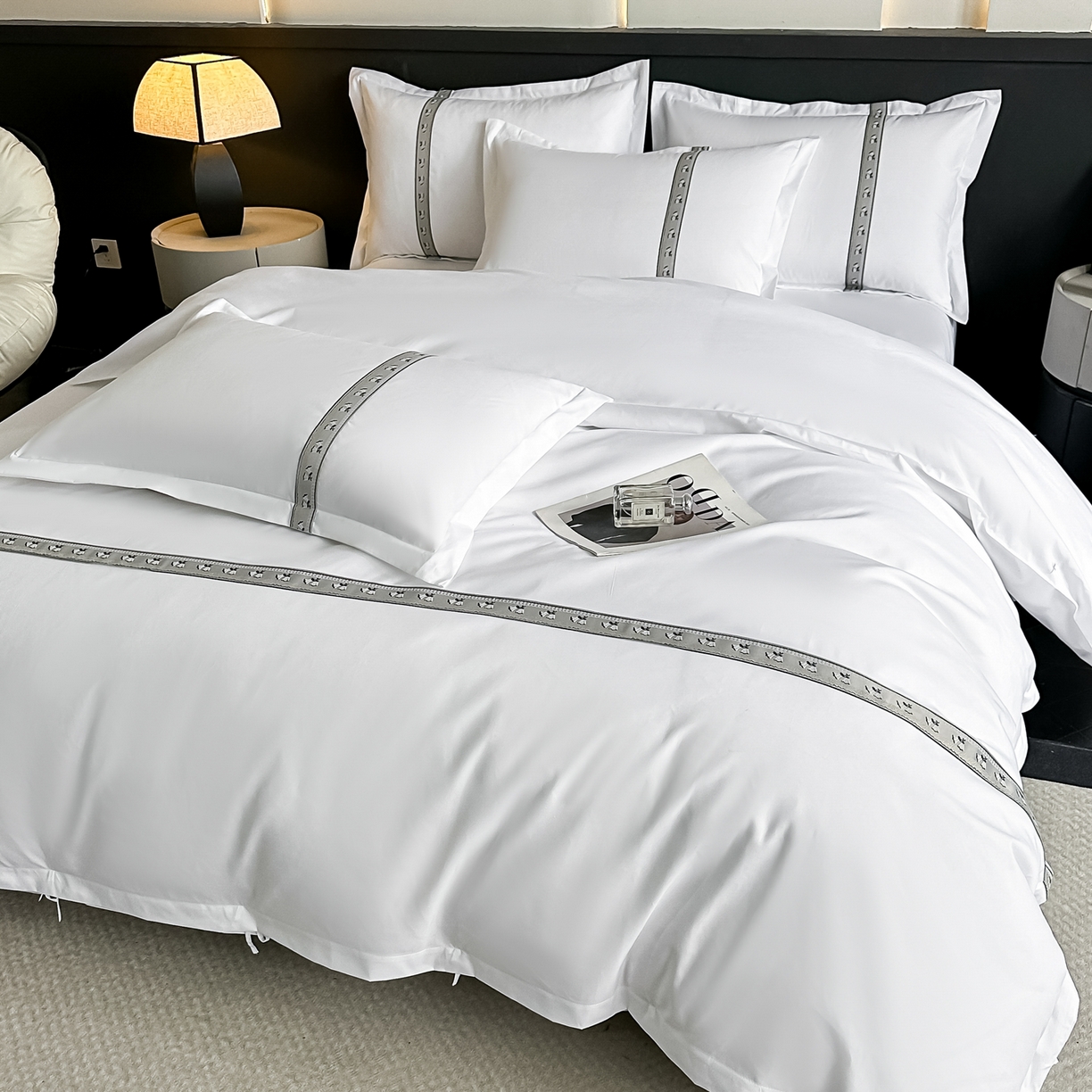 91家纺网 家纺一手货源 找家纺 梦庭帛美 2026新款酒店布草宾馆亲肤四件套 晚樱