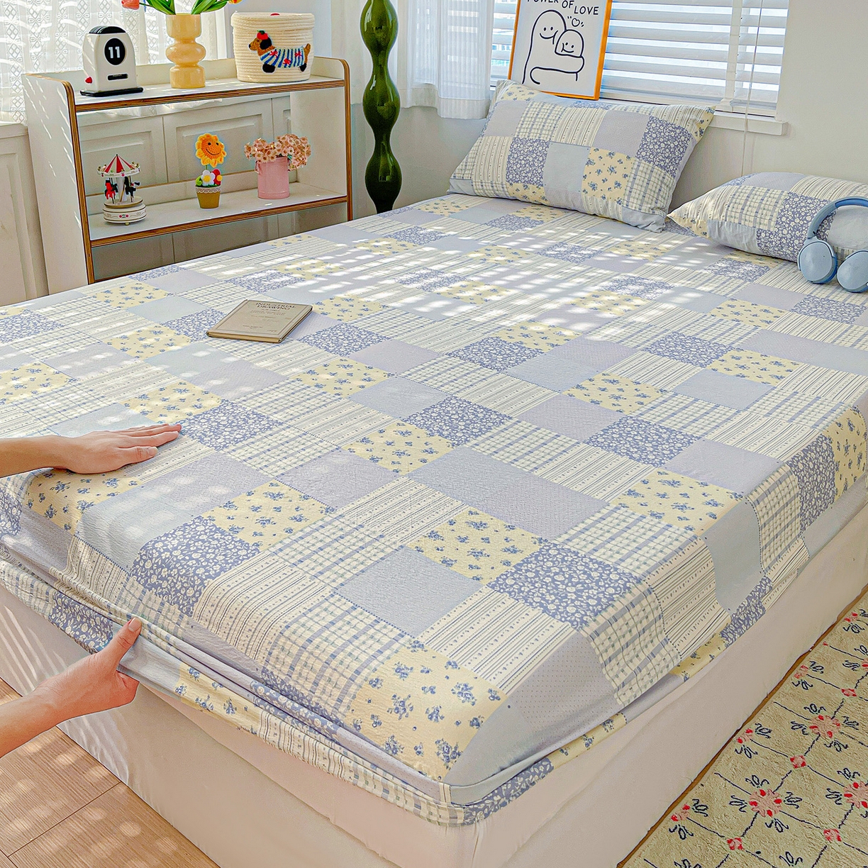 91家纺网 家纺一手货源 找家纺 （总）仟人梦 2026新款云感双层纱印花单床笠床笠单件