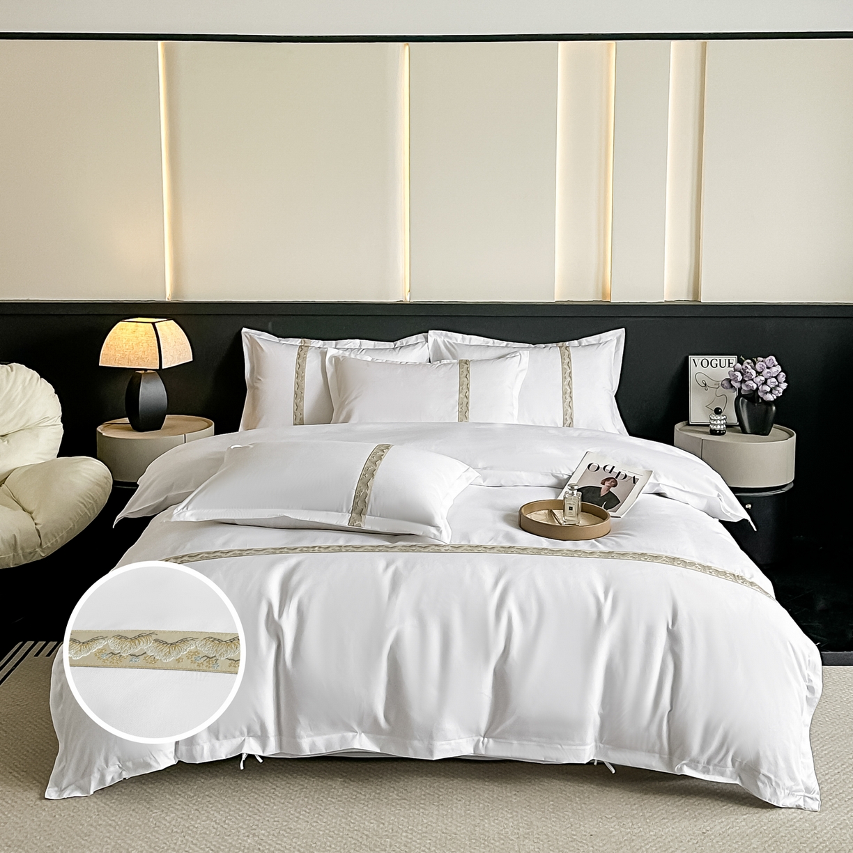 梦庭帛美 2026新款酒店布草宾馆亲肤四件套 梧叶