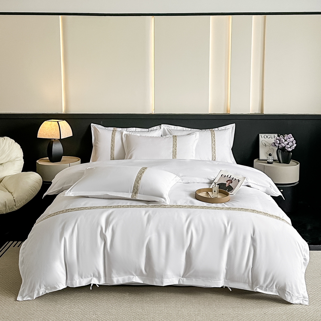 91家纺网 家纺一手货源 找家纺 梦庭帛美 2026新款酒店布草宾馆亲肤四件套 梧叶