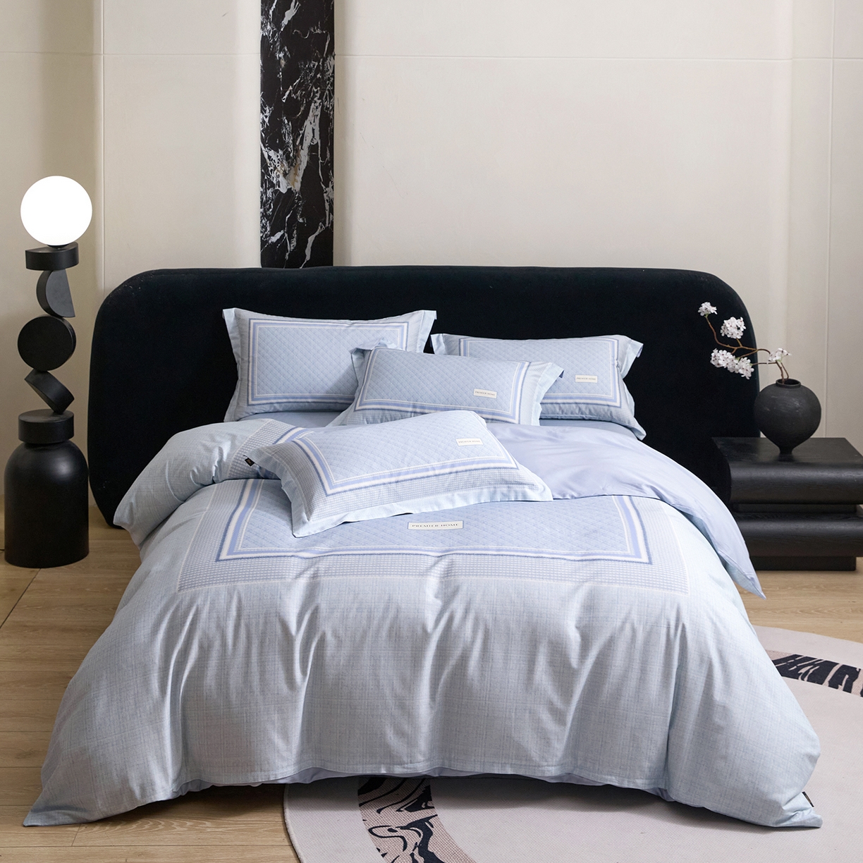 梧桐树 2026新款60长绒棉平网大版系列四件套 P32漫巴黎蓝