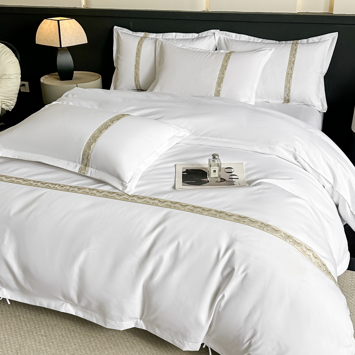 91家纺网 家纺一手货源 找家纺 梦庭帛美 2026新款酒店布草宾馆亲肤四件套 梧叶