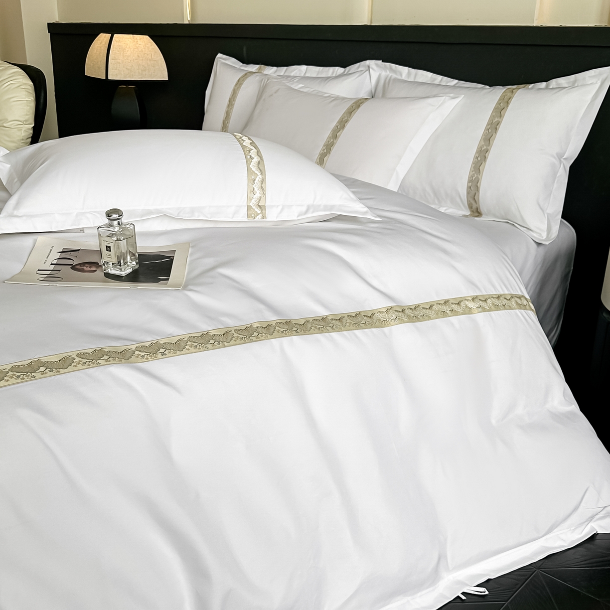 91家纺网 家纺一手货源 找家纺 梦庭帛美 2026新款酒店布草宾馆亲肤四件套 梧叶