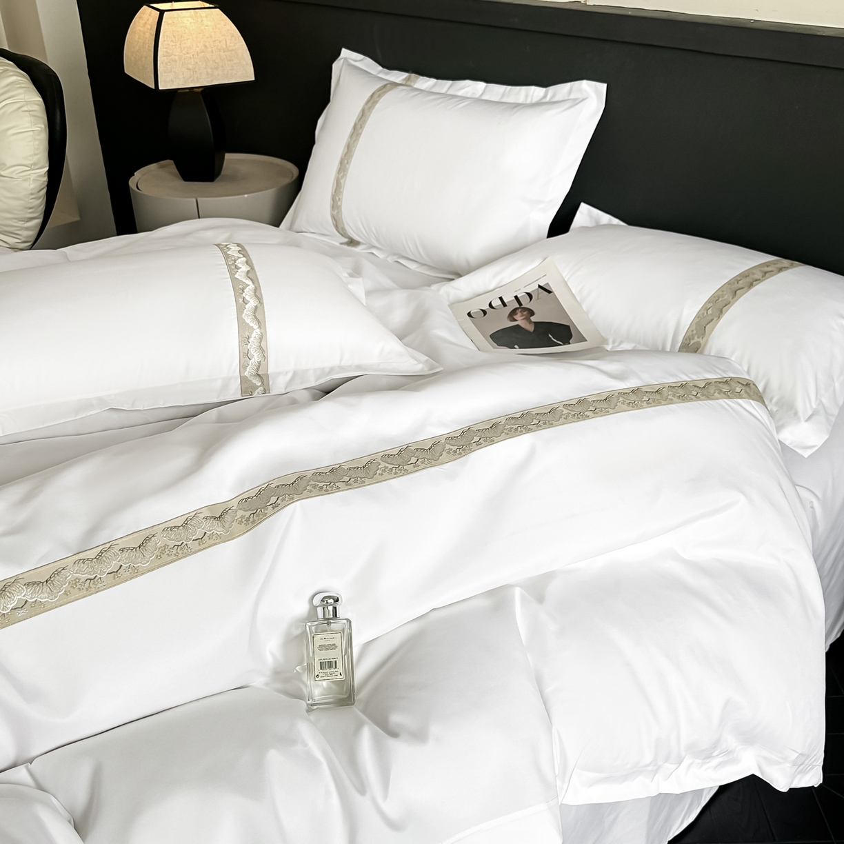 91家纺网 家纺一手货源 找家纺 梦庭帛美 2026新款酒店布草宾馆亲肤四件套 梧叶