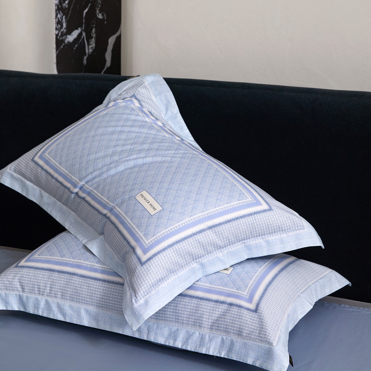 91家纺网 家纺一手货源 找家纺 梧桐树 2026新款60长绒棉平网大版系列四件套 P32漫巴黎蓝