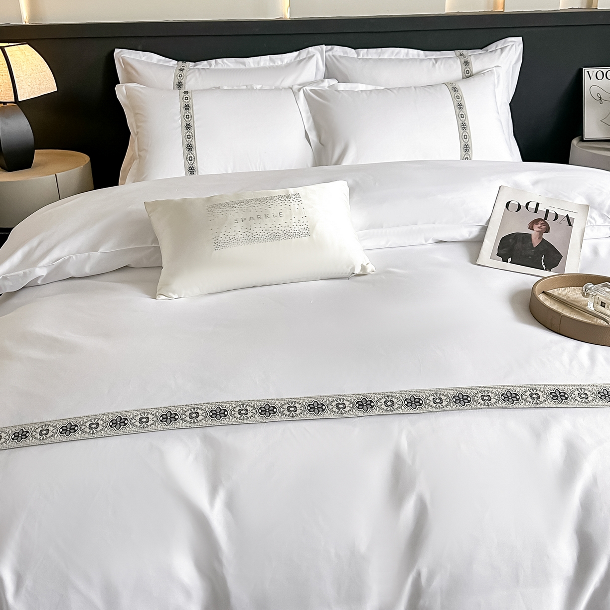 91家纺网 家纺一手货源 找家纺 梦庭帛美 2026新款酒店布草宾馆亲肤四件套 星柚