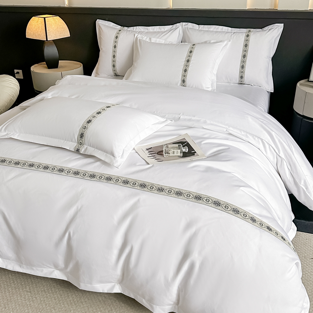 91家纺网 家纺一手货源 找家纺 梦庭帛美 2026新款酒店布草宾馆亲肤四件套 星柚