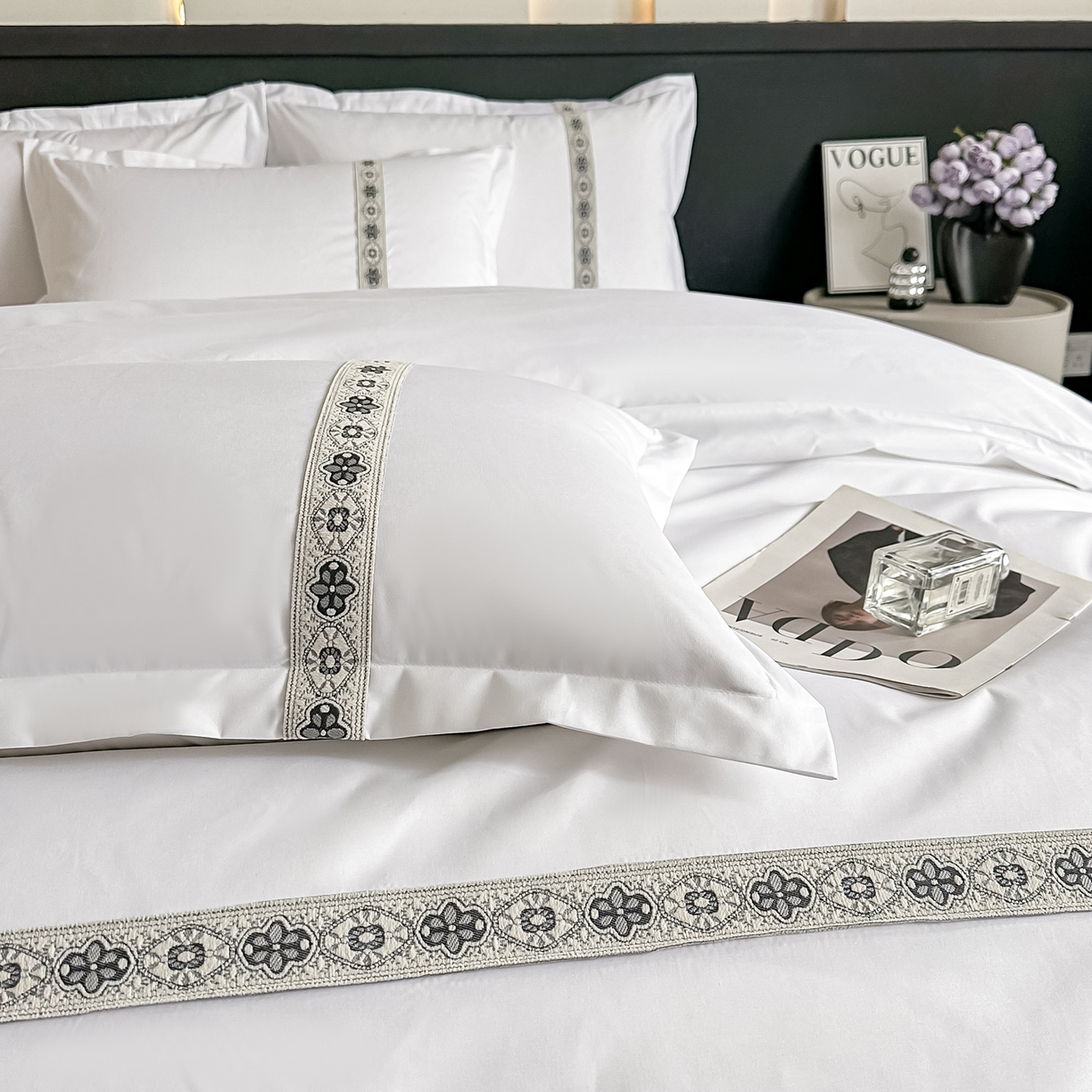 91家纺网 家纺一手货源 找家纺 梦庭帛美 2026新款酒店布草宾馆亲肤四件套 星柚