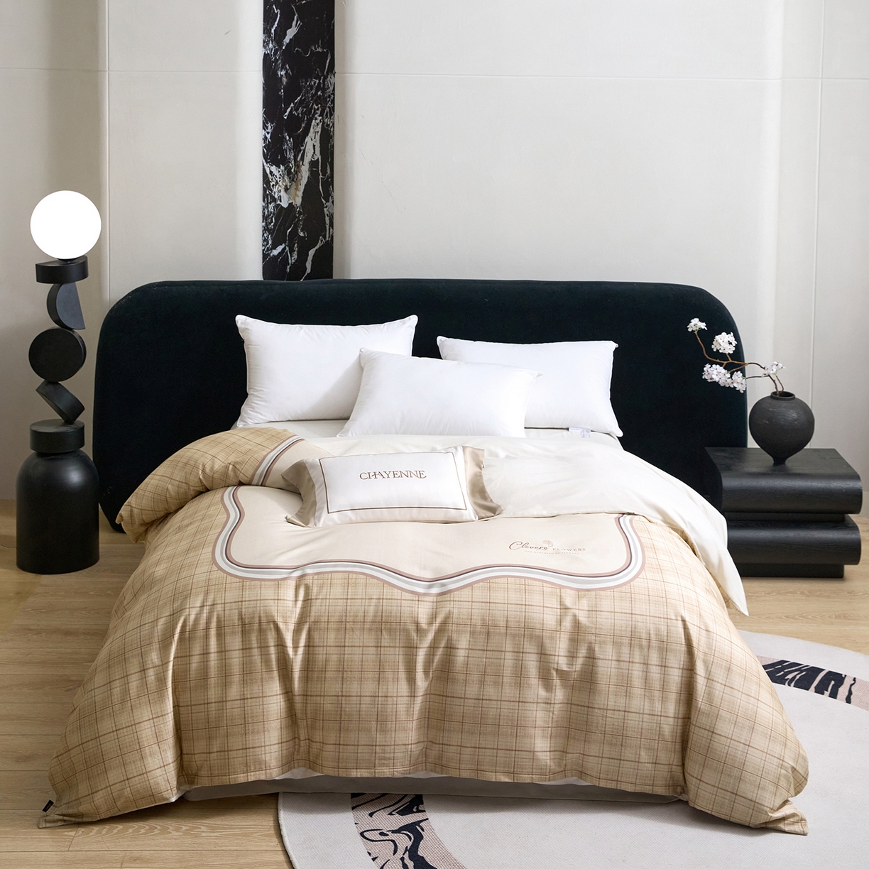 91家纺网 家纺一手货源 找家纺 梧桐树 2026新款60长绒棉平网大版系列四件套 P33幻境咖