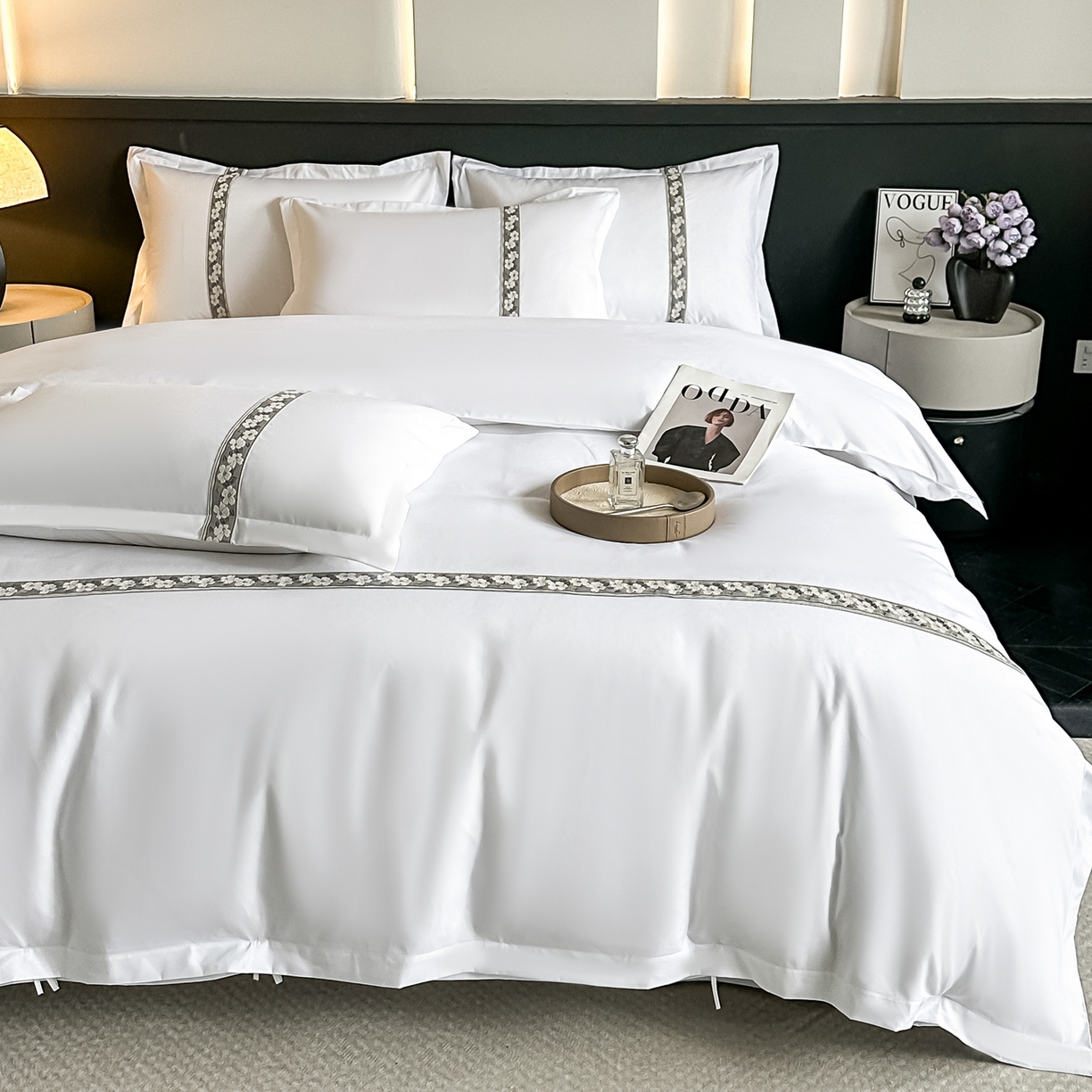 91家纺网 家纺一手货源 找家纺 梦庭帛美 2026新款酒店布草宾馆亲肤四件套 胭脂海棠