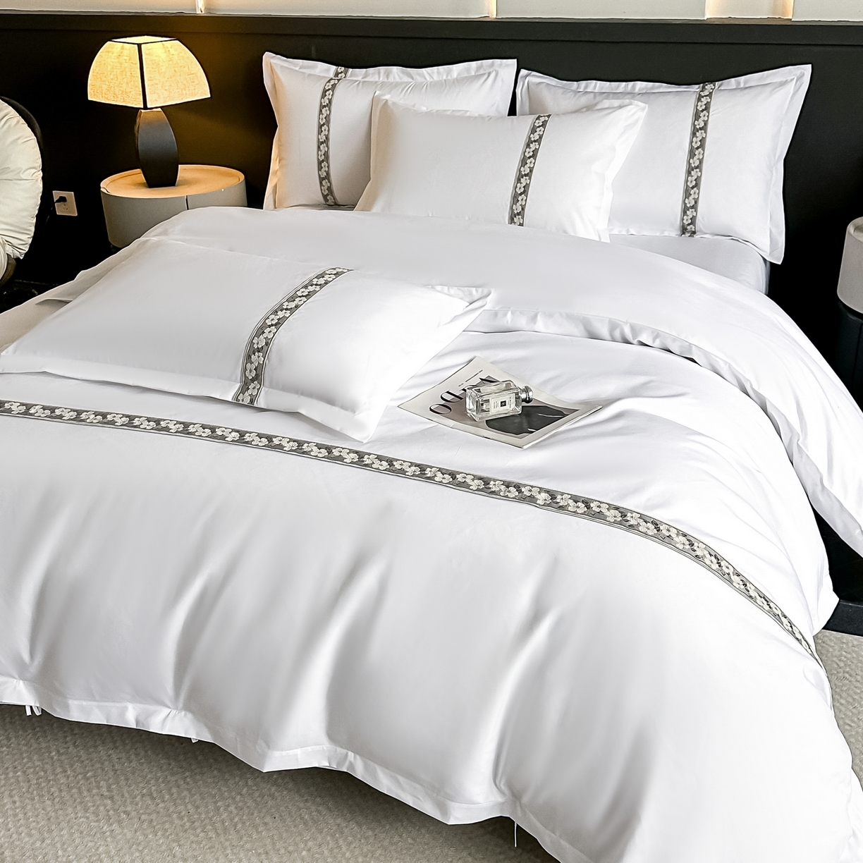 91家纺网 家纺一手货源 找家纺 梦庭帛美 2026新款酒店布草宾馆亲肤四件套 胭脂海棠