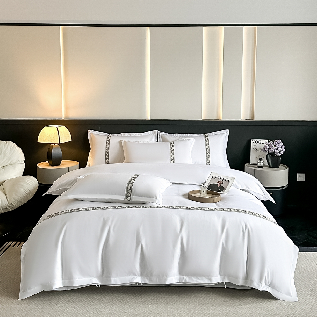 91家纺网 家纺一手货源 找家纺 梦庭帛美 2026新款酒店布草宾馆亲肤四件套 胭脂海棠