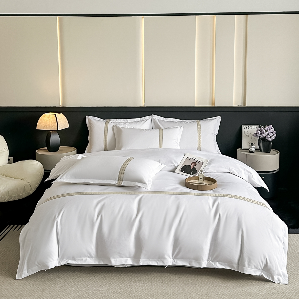 91家纺网 家纺一手货源 找家纺 梦庭帛美 2026新款酒店布草宾馆亲肤四件套 月光之梦