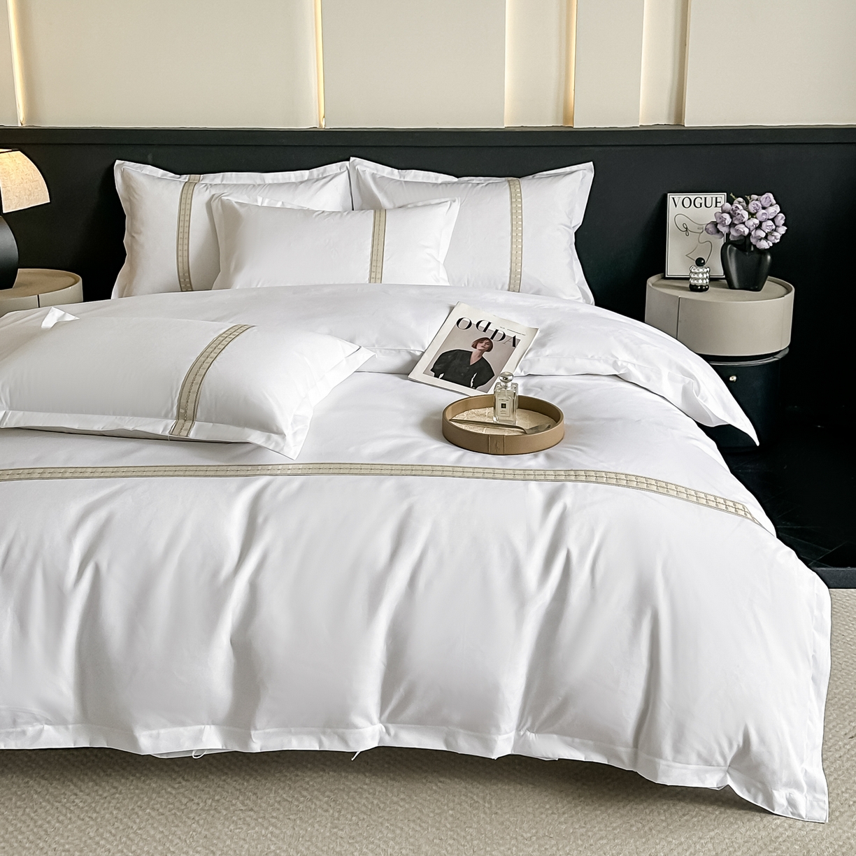 91家纺网 家纺一手货源 找家纺 梦庭帛美 2026新款酒店布草宾馆亲肤四件套 月光之梦