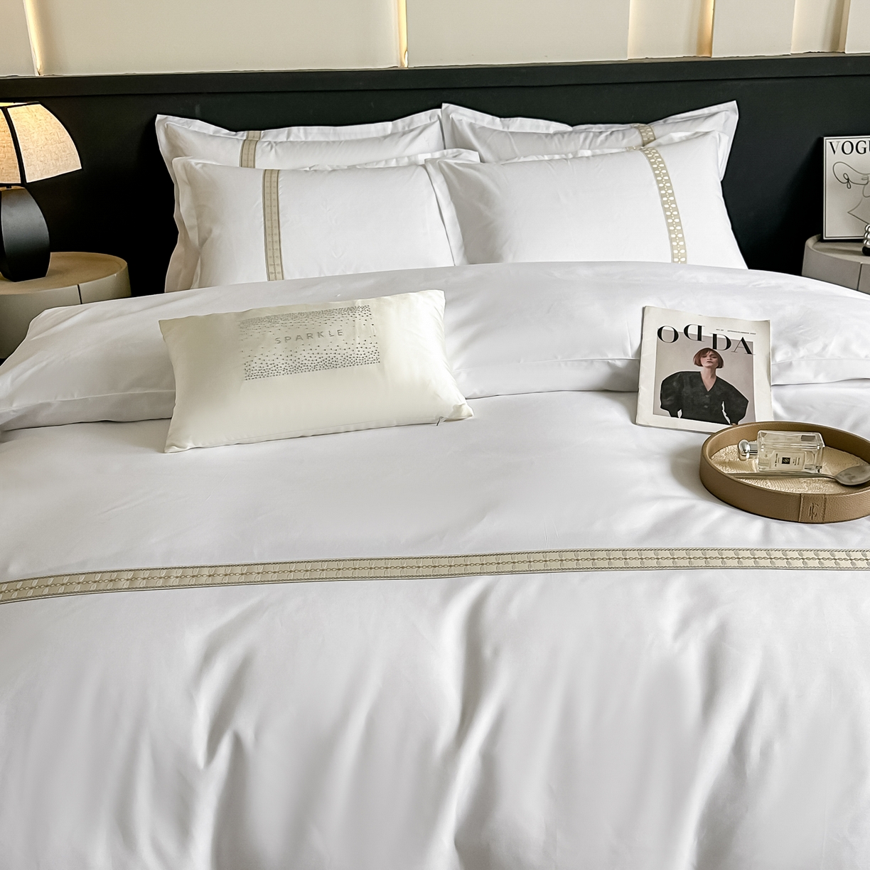 91家纺网 家纺一手货源 找家纺 梦庭帛美 2026新款酒店布草宾馆亲肤四件套 月光之梦