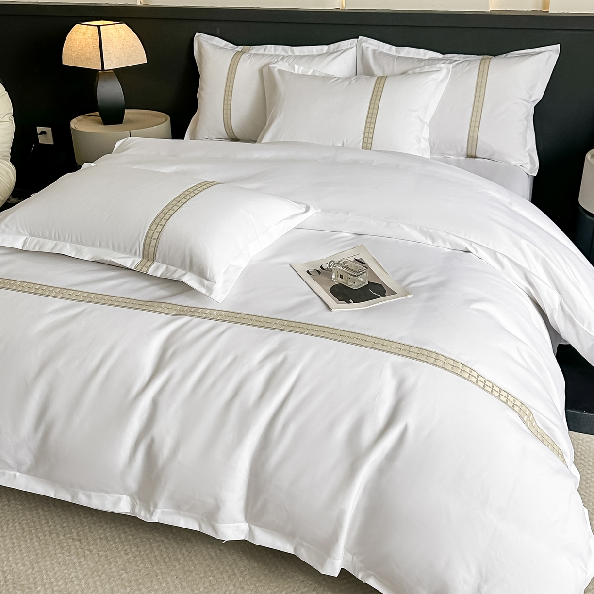 91家纺网 家纺一手货源 找家纺 梦庭帛美 2026新款酒店布草宾馆亲肤四件套 月光之梦