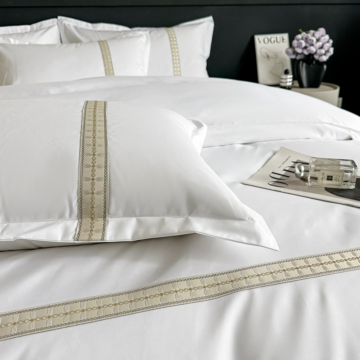 91家纺网 家纺一手货源 找家纺 梦庭帛美 2026新款酒店布草宾馆亲肤四件套 月光之梦