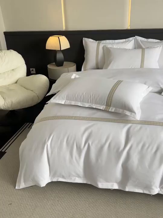 91家纺网 家纺一手货源 找家纺 梦庭帛美 2026新款酒店布草宾馆亲肤四件套 月光之梦