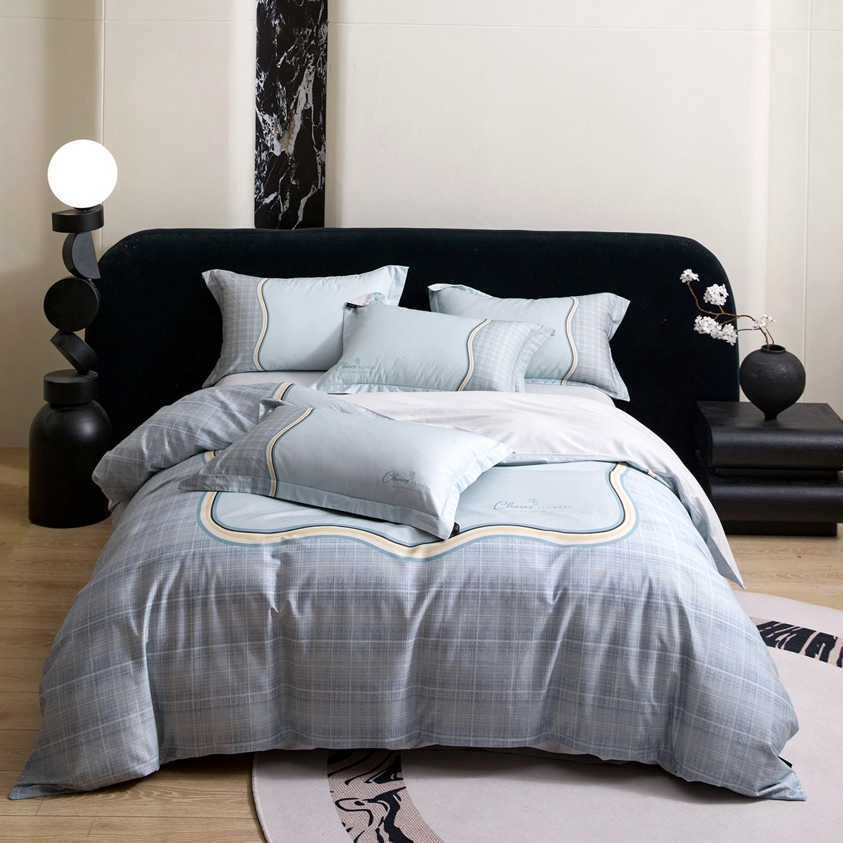 梧桐树 2026新款60长绒棉平网大版系列四件套 P35幻境蓝