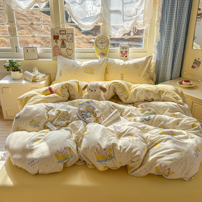 91家纺网 家纺一手货源 找家纺 （总）女子家纺 2026春夏新款云感皱皱纱小清新四件套