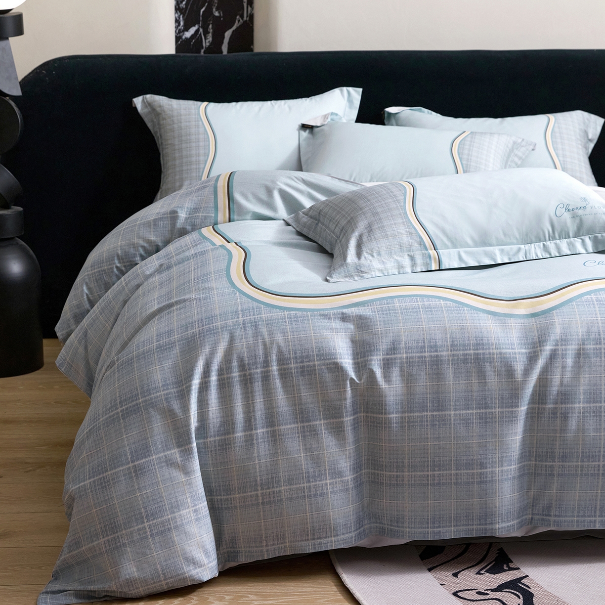 91家纺网 家纺一手货源 找家纺 梧桐树 2026新款60长绒棉平网大版系列四件套 P35幻境蓝