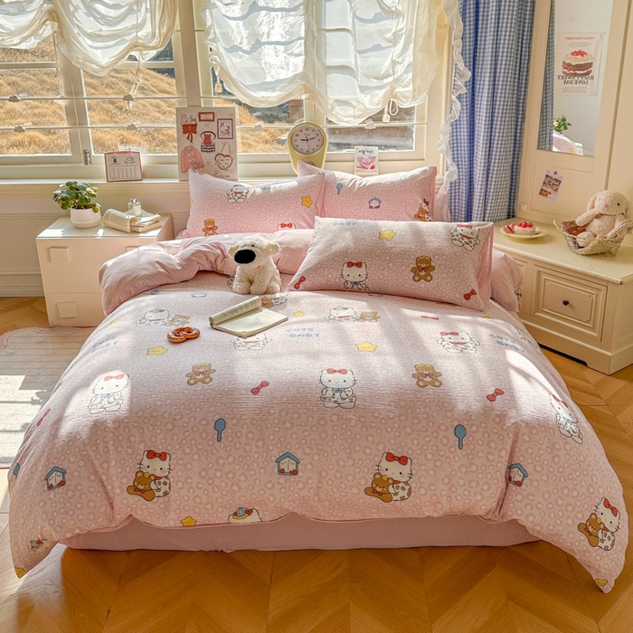 91家纺网 家纺一手货源 找家纺 （总）女子家纺 2026春夏新款云感皱皱纱小清新四件套