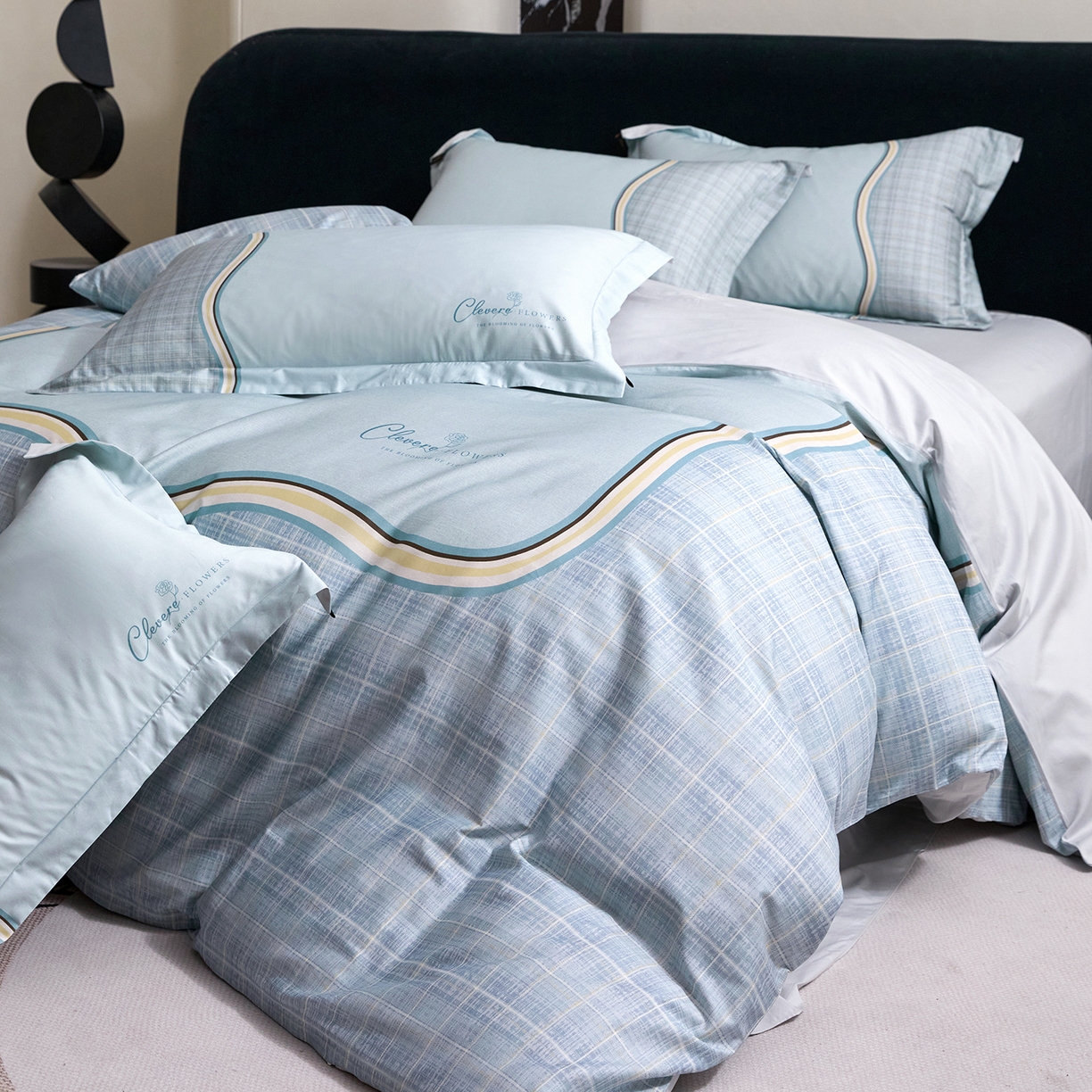 91家纺网 家纺一手货源 找家纺 梧桐树 2026新款60长绒棉平网大版系列四件套 P35幻境蓝