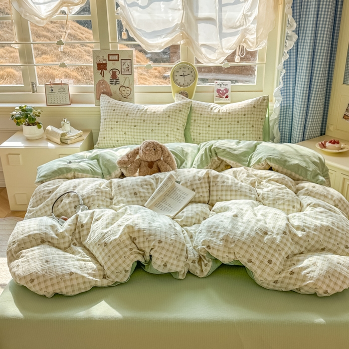 91家纺网 家纺一手货源 找家纺 （总）女子家纺 2026春夏新款云感皱皱纱小清新四件套