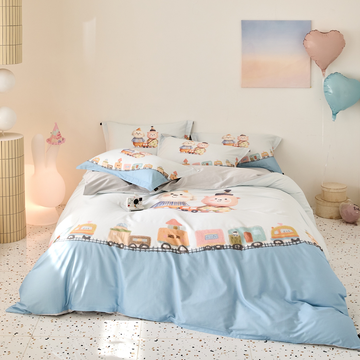 梧桐树 2026新款60长绒棉平网大版系列四件套 P36好伙伴蓝