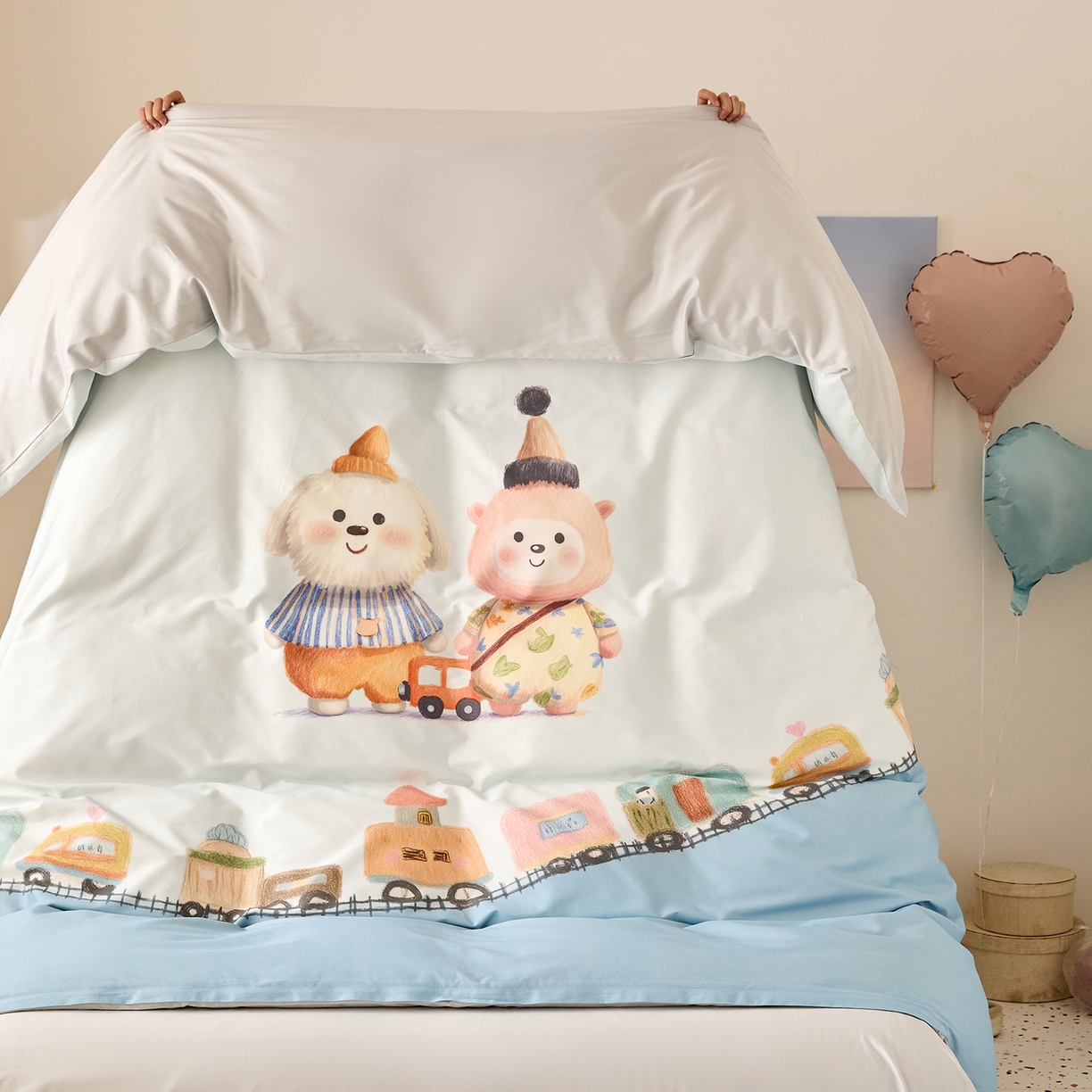 91家纺网 家纺一手货源 找家纺 梧桐树 2026新款60长绒棉平网大版系列四件套 P36好伙伴蓝