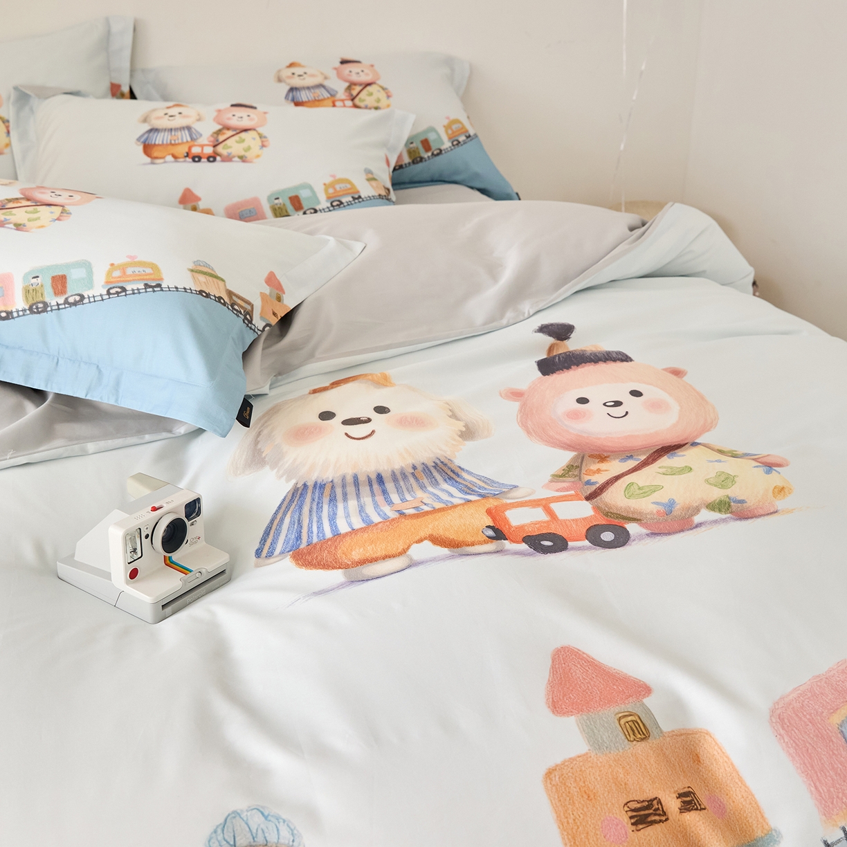 91家纺网 家纺一手货源 找家纺 梧桐树 2026新款60长绒棉平网大版系列四件套 P36好伙伴蓝