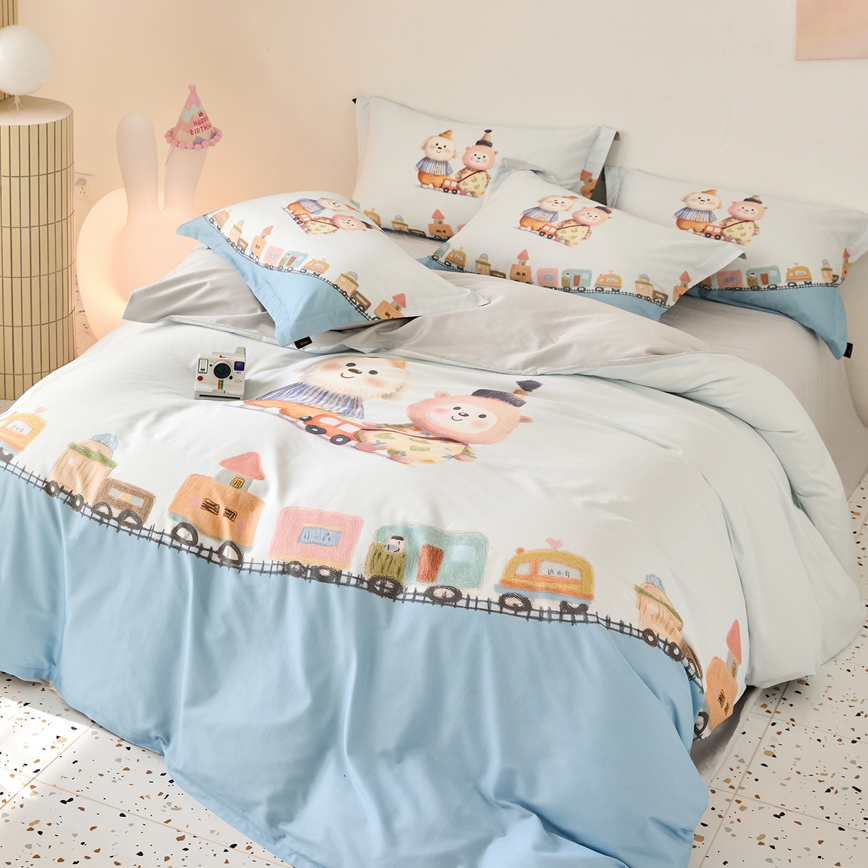 91家纺网 家纺一手货源 找家纺 梧桐树 2026新款60长绒棉平网大版系列四件套 P36好伙伴蓝