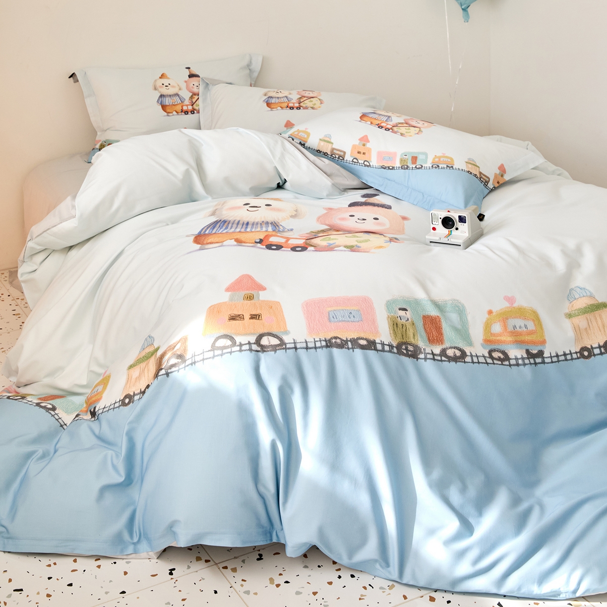 91家纺网 家纺一手货源 找家纺 梧桐树 2026新款60长绒棉平网大版系列四件套 P36好伙伴蓝