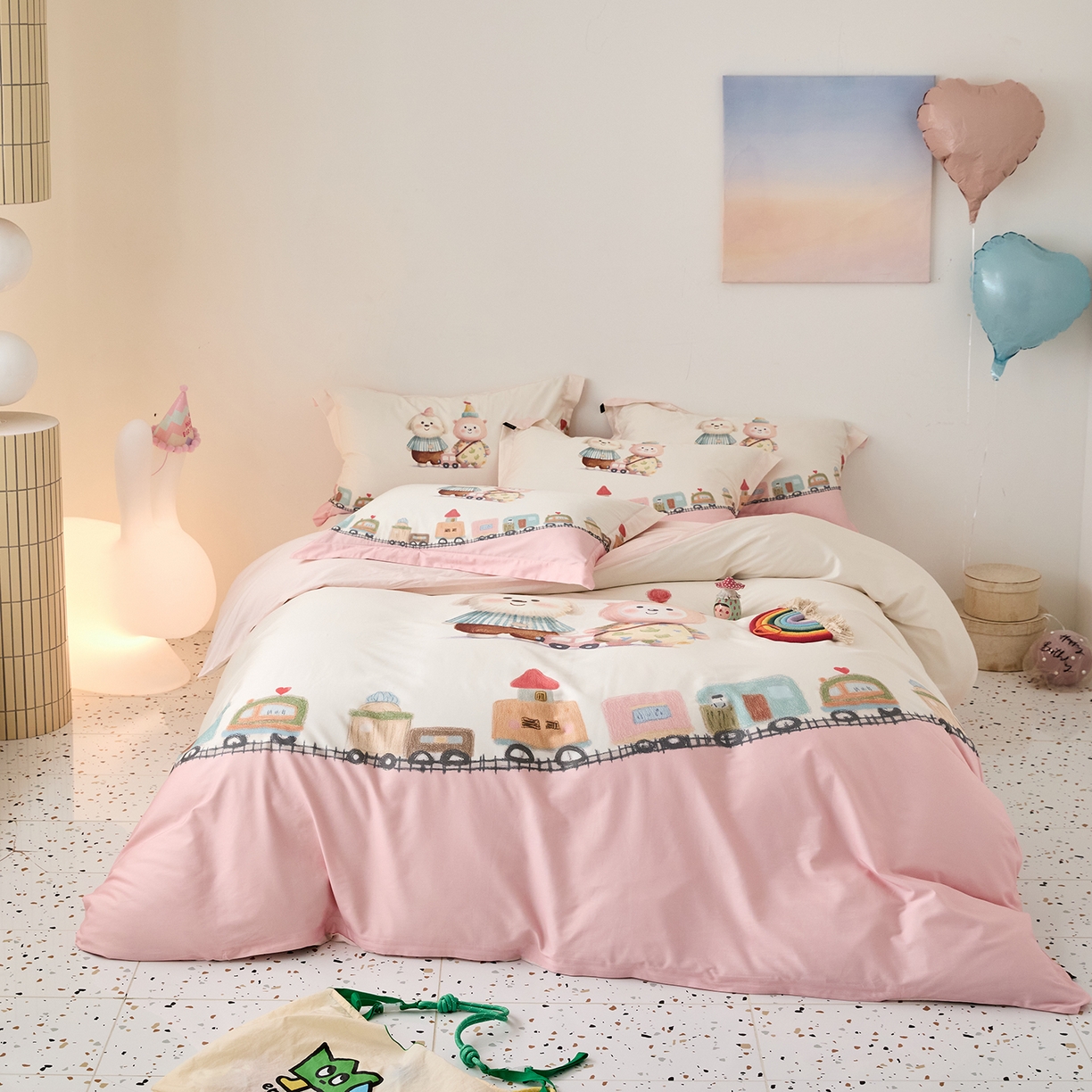 梧桐树 2026新款60长绒棉平网大版系列四件套 P37好伙伴粉