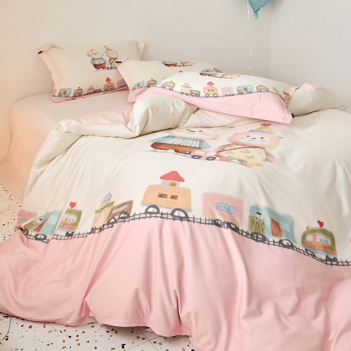 91家纺网 家纺一手货源 找家纺 梧桐树 2026新款60长绒棉平网大版系列四件套 P37好伙伴粉