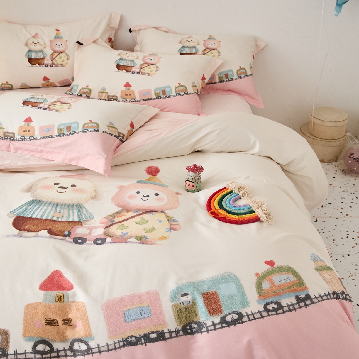 91家纺网 家纺一手货源 找家纺 梧桐树 2026新款60长绒棉平网大版系列四件套 P37好伙伴粉