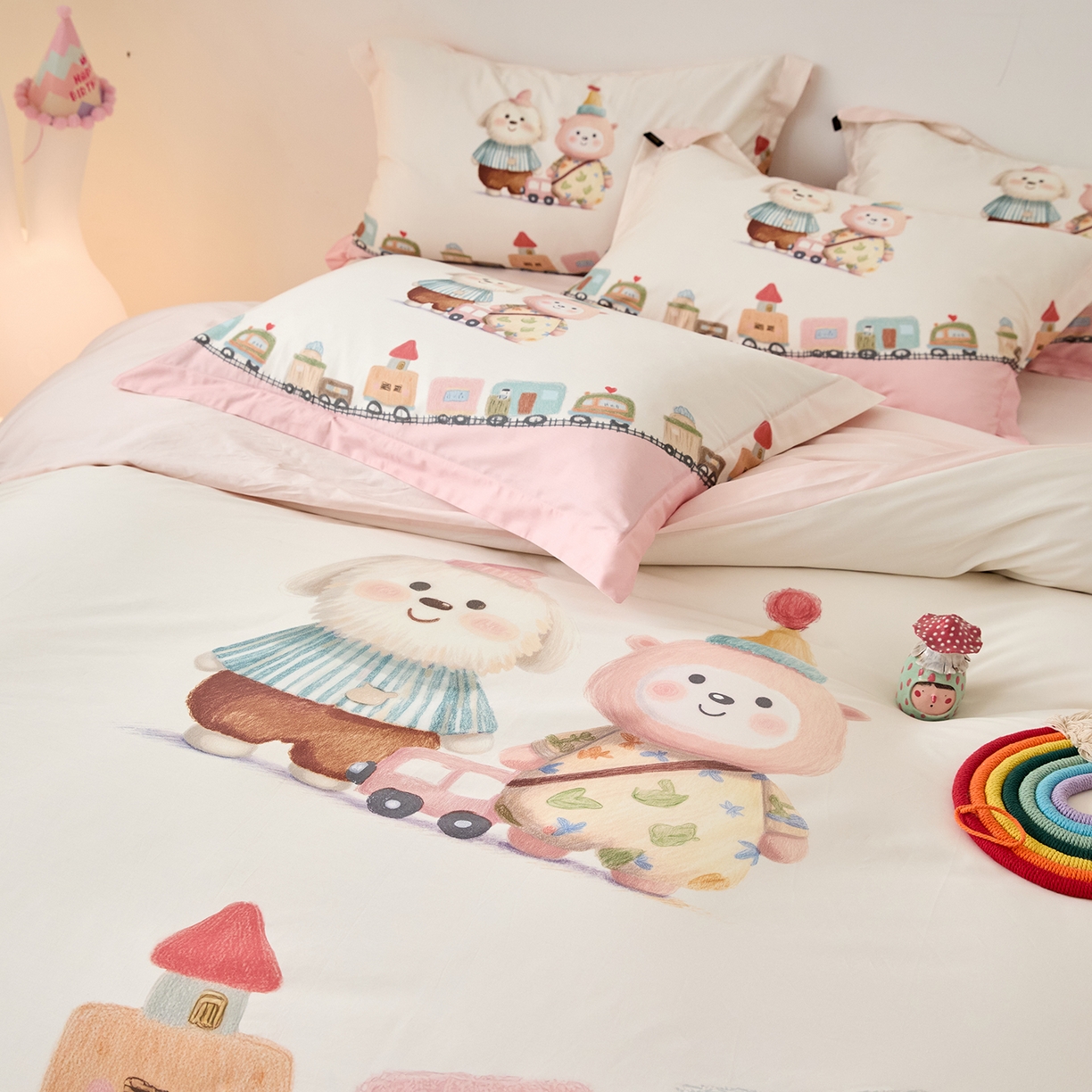 91家纺网 家纺一手货源 找家纺 梧桐树 2026新款60长绒棉平网大版系列四件套 P37好伙伴粉