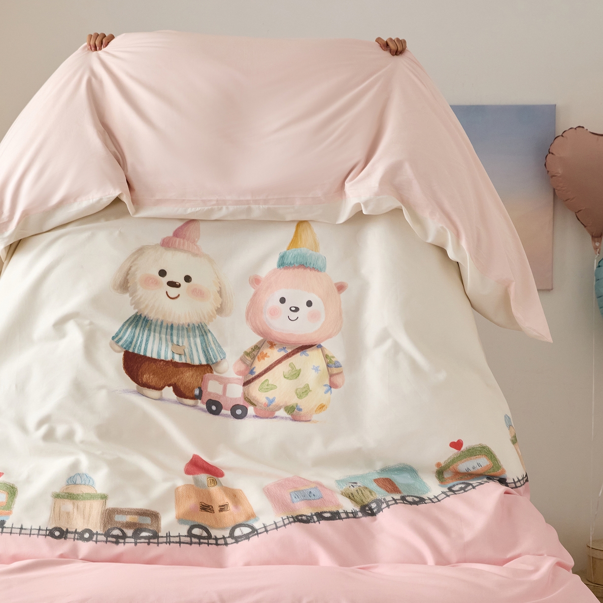 91家纺网 家纺一手货源 找家纺 梧桐树 2026新款60长绒棉平网大版系列四件套 P37好伙伴粉