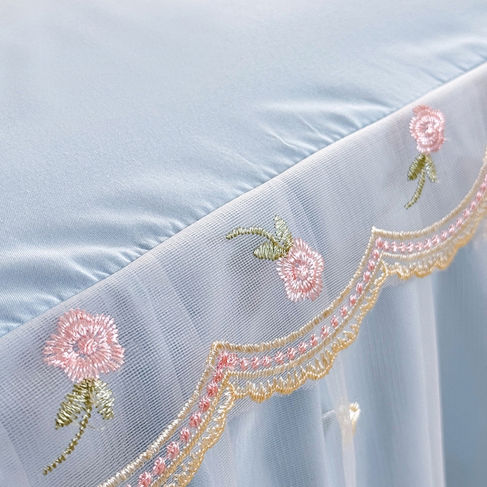 91家纺网 家纺一手货源 找家纺 漫布云家纺 2026春夏超柔水洗棉床裙款四件套-唯爱系列 唯爱-梦幻蓝