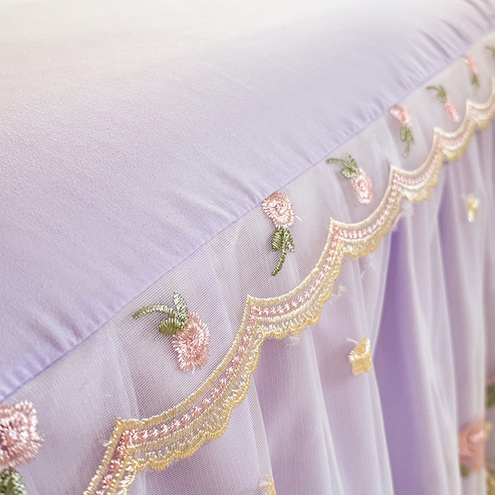 91家纺网 家纺一手货源 找家纺 漫布云家纺 2026春夏超柔水洗棉床裙款四件套-唯爱系列 唯爱-香芋紫