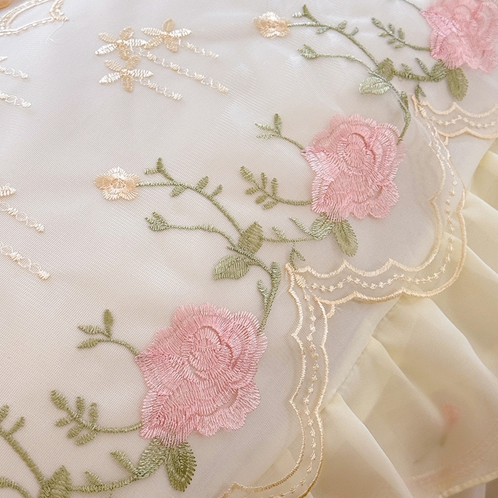 91家纺网 家纺一手货源 找家纺 漫布云家纺 2026春夏超柔水洗棉床裙款四件套-唯爱系列 唯爱-奶油白