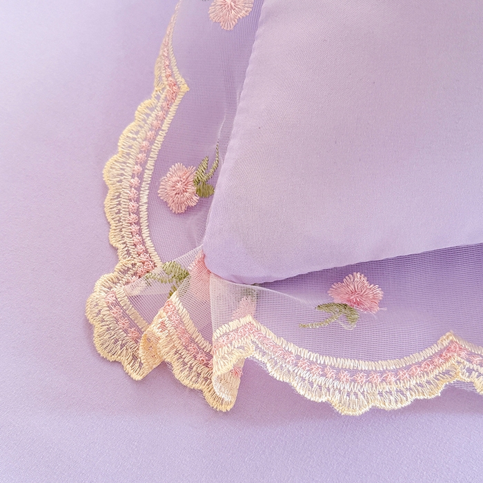 91家纺网 家纺一手货源 找家纺 漫布云家纺 2026春夏超柔水洗棉床裙款四件套-唯爱系列 唯爱-香芋紫