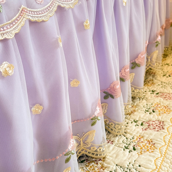 91家纺网 家纺一手货源 找家纺 漫布云家纺 2026春夏超柔水洗棉床裙款四件套-唯爱系列 唯爱-香芋紫