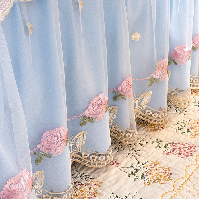 91家纺网 家纺一手货源 找家纺 漫布云家纺 2026春夏超柔水洗棉床裙款四件套-唯爱系列 唯爱-梦幻蓝