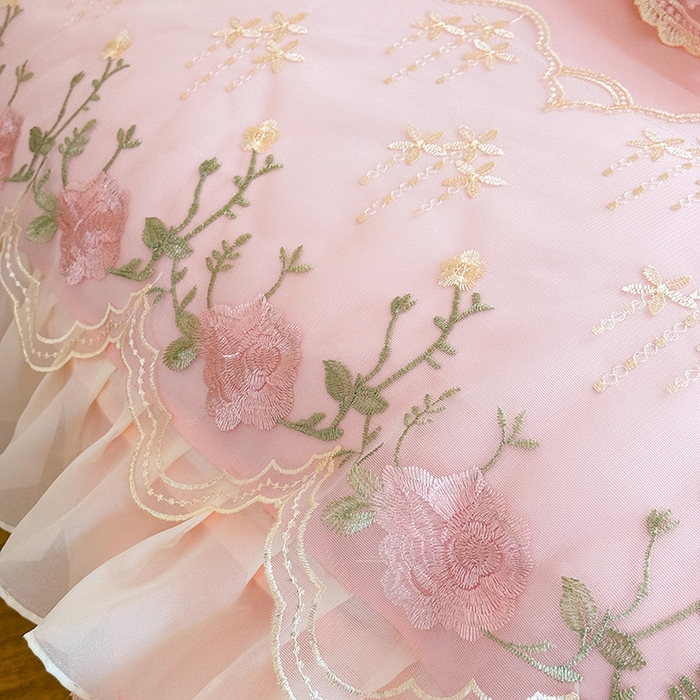 91家纺网 家纺一手货源 找家纺 漫布云家纺 2026春夏超柔水洗棉床裙款四件套-唯爱系列 唯爱-樱花粉