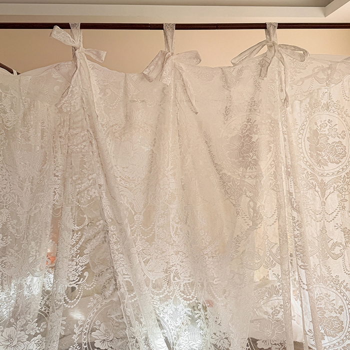 91家纺网 家纺一手货源 找家纺 都市缘蚊帐 2026新款浪漫落地蕾丝花边蚊帐905提花系带系列 挪威森林-奶油白