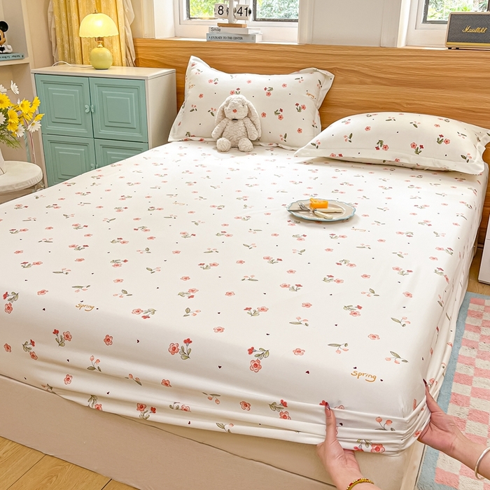 91家纺网 家纺一手货源 找家纺 （总）默忆 2026新款针织双层纱印花糯小棉床笠