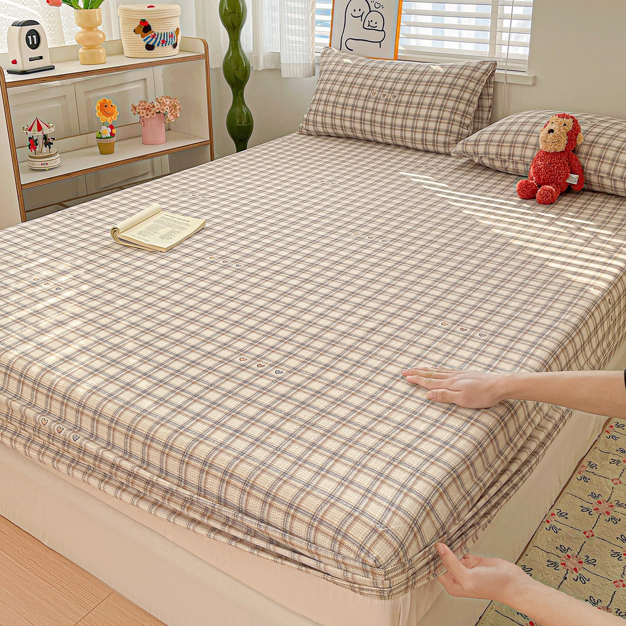 91家纺网 家纺一手货源 找家纺 仟人梦 2026新款云感双层纱印花单床笠床笠单件 时尚格调