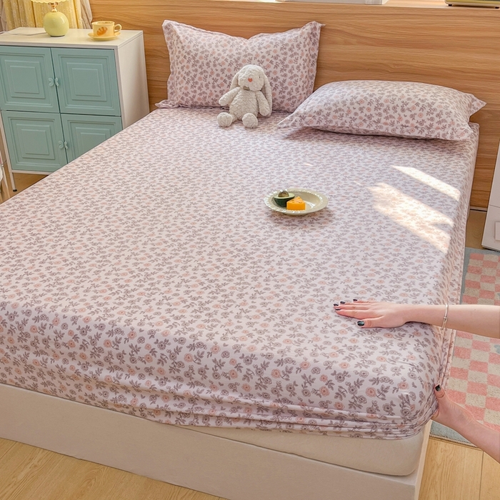 默忆 2026新款针织双层纱印花糯小棉床笠 花海-玉